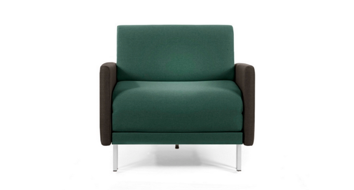 Fauteuil Likoolis convertible vert avec accoudoirs gris